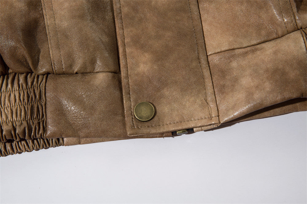 Contrasterende Kleur Jacket van PU-Leer voor Heren & Dames/ Plus-size