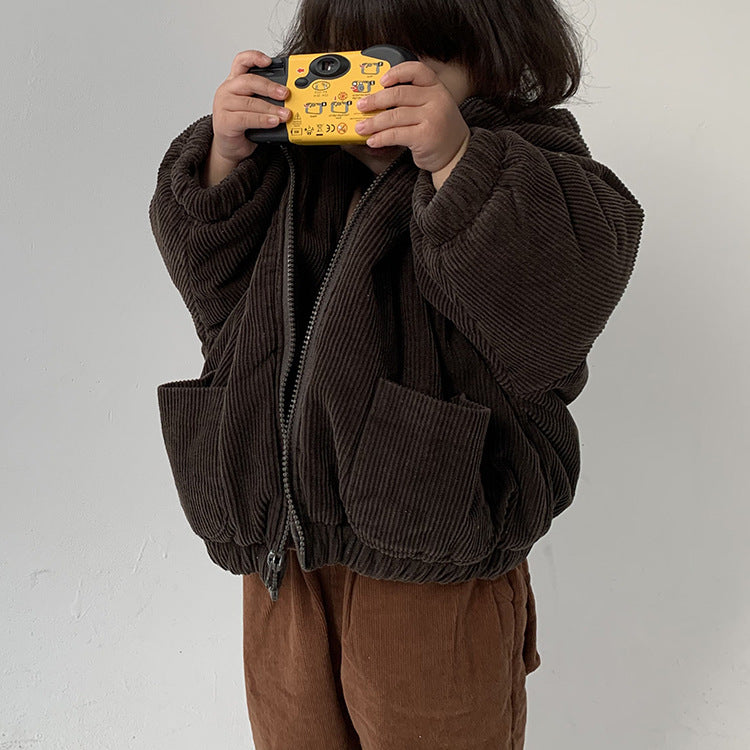 Modieuze Retro-Lamplont Corduroy Vest met Rits voor Kinderen