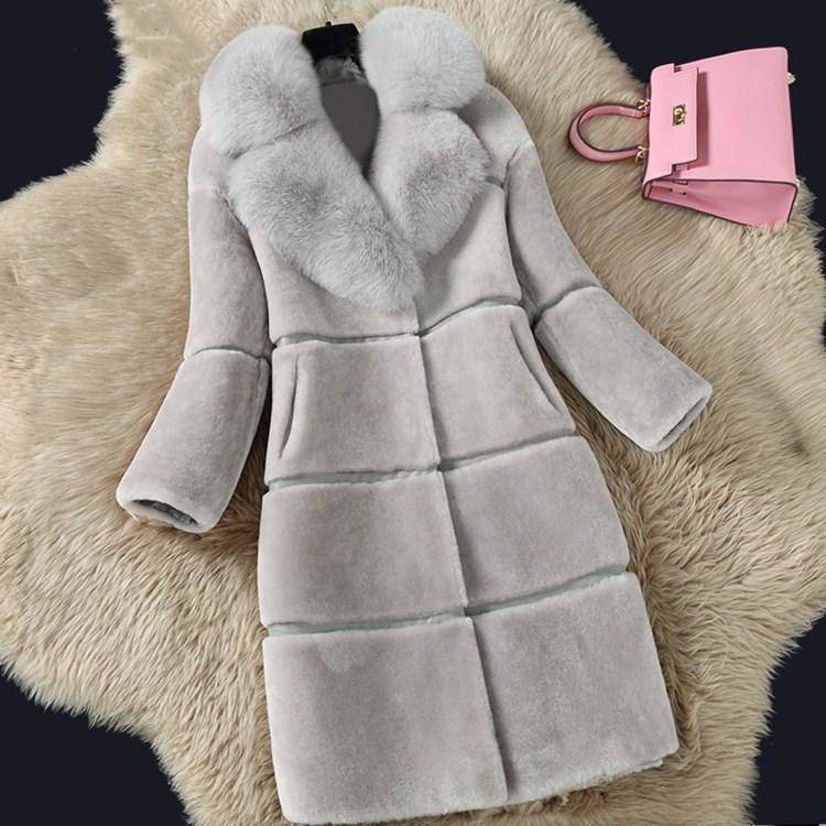 Trendy Casual Winterse Warme Middellange Teddyjas met Kunst-Bontkraag  voor Dames & Plus-size