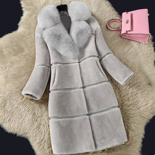 Trendy Casual Winterse Warme Middellange Teddyjas met Kunst-Bontkraag  voor Dames & Plus-size