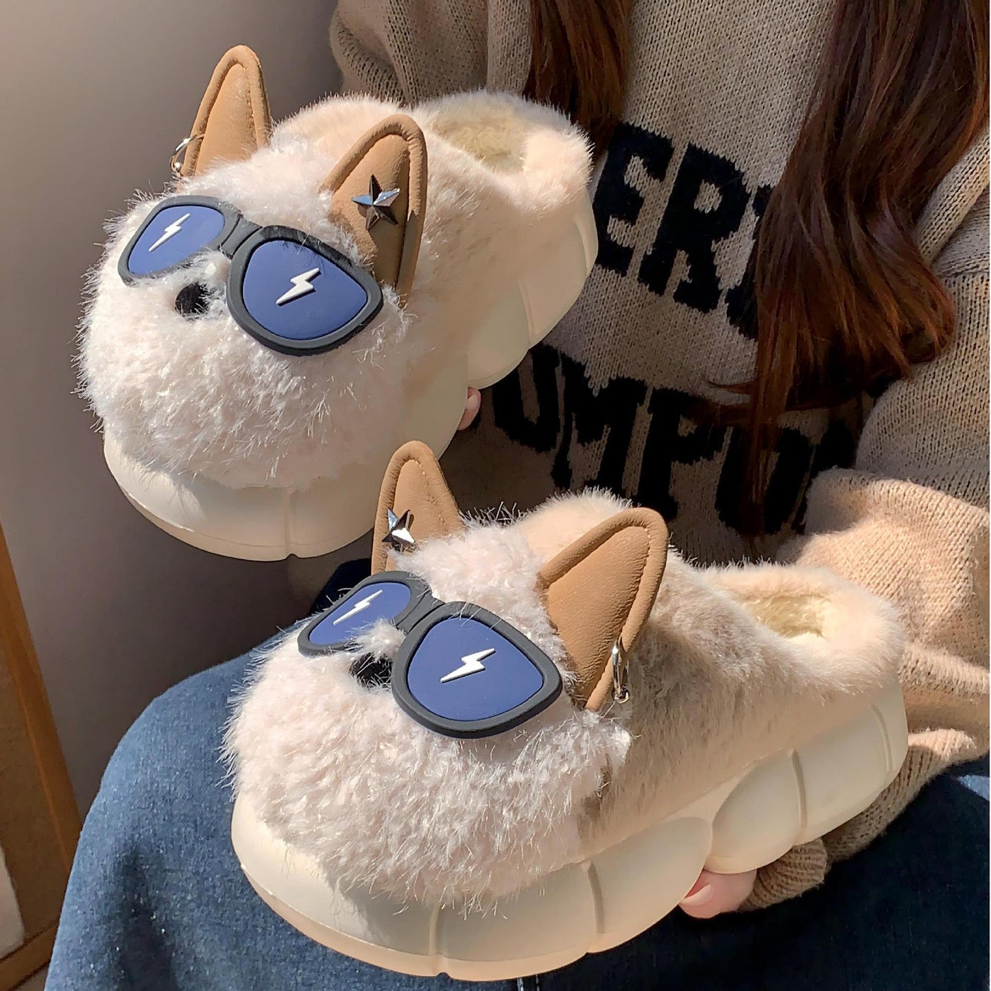 Winterse Warme Schattige Puppy Antislip Pantoffels voor Unisex