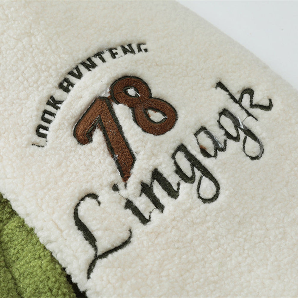 Casual Varsity-Jacket van Lamswol met Capuchon en Geborduurde Letters voor Heren