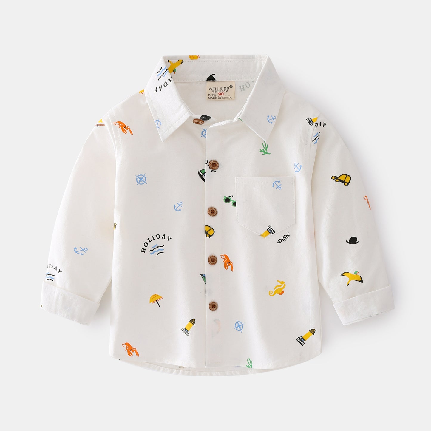 Casual Overhemd met Lange Mouwen en Print voor Peuters/ Kinderen