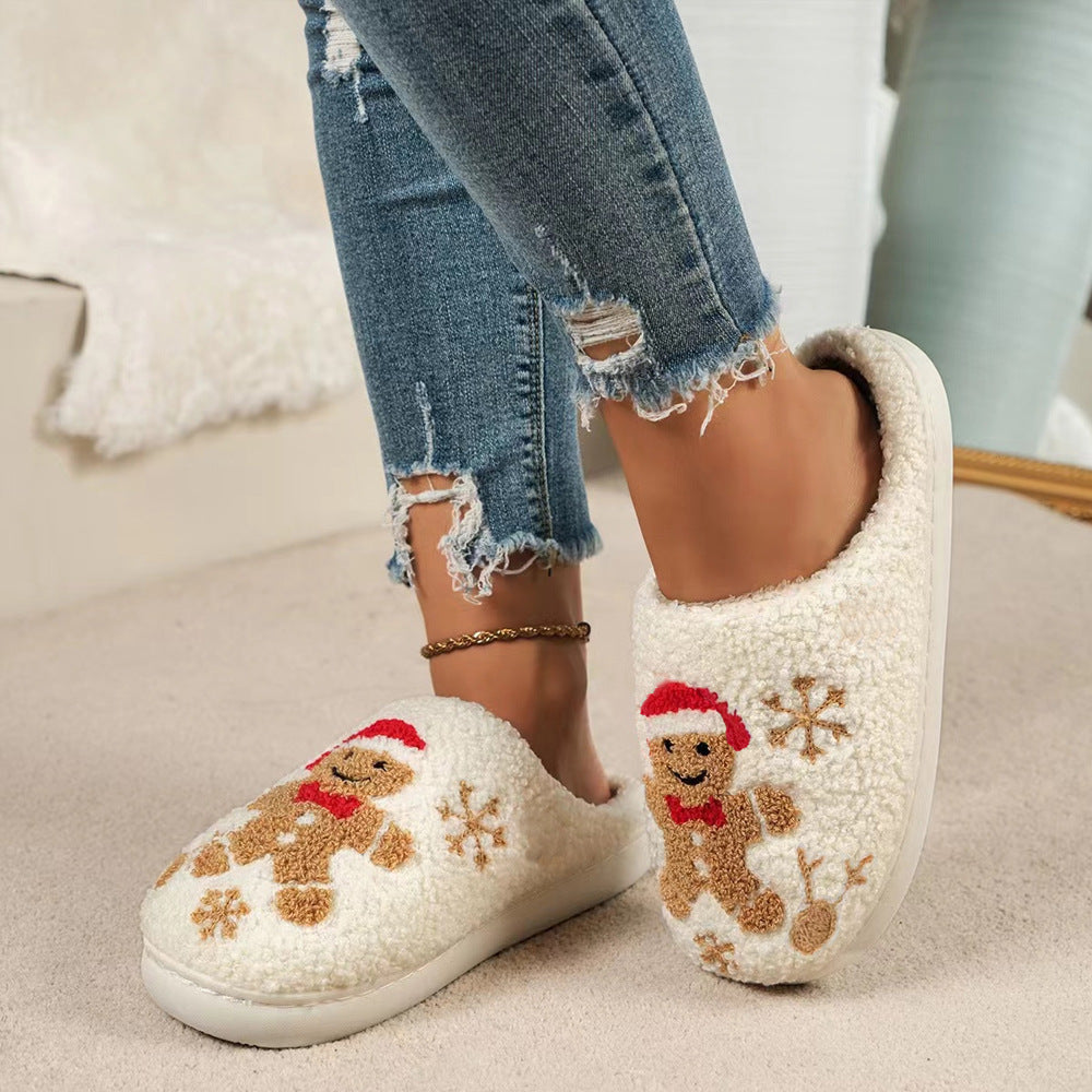 Kerstmis Stijlvolle Winterse Warme Slip on Antislip Fuzzy Kerstpantoffels voor Binnen voor Unisex