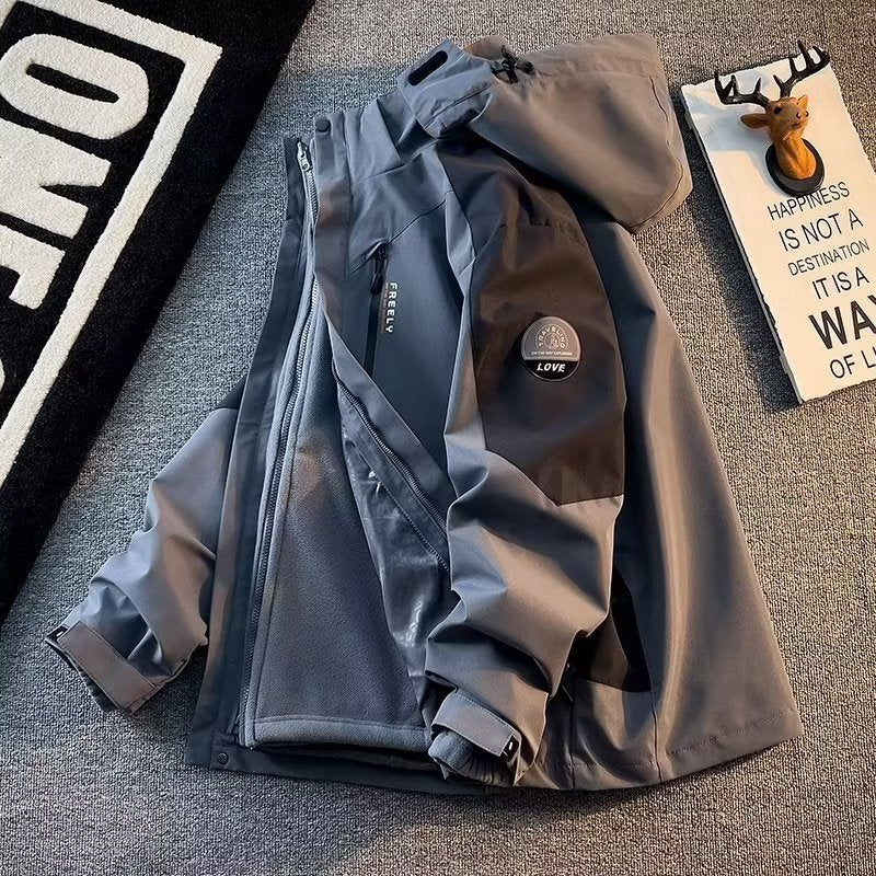 Fashion Outdoor Jas in Effen Kleur met Capuchon in Amerikaanse Stijl voor Heren & Jongens