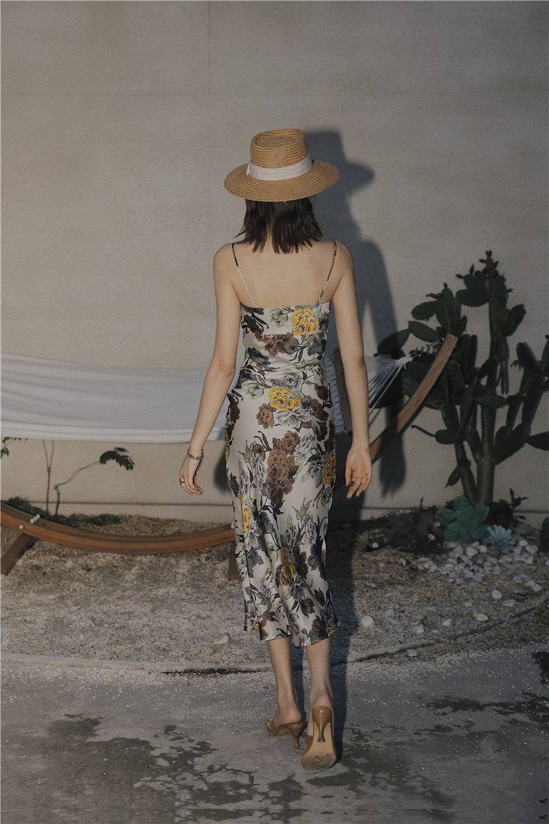 Hepburn Style Elegante Slanke Avondjurk met Bloemenprint voor Dames & Meiden