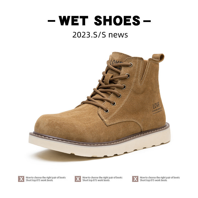 Amerikaanse Designer Vintage Effen Kleur Veterlaarzen van Echt Suède-leer voor Heren