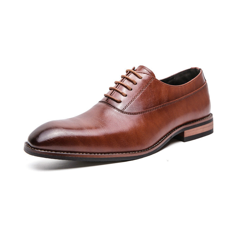 Klassieke Elegante Effen Kleur Casual/Business Oxford Schoenen van Echt Leer met Gepolijste Spitse Neus en Gesloten Vetersluiting voor Heren