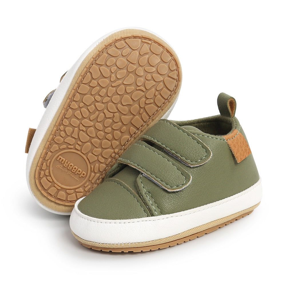 Eenvoudige Casual Effen Kleur Comfortabele Sneakers van PU-Leer met Klittenbandsluiting en Ronde Neus voor Kinderen