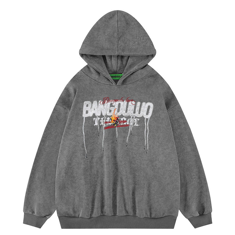 Lettervlam Print Pullover Hoodie