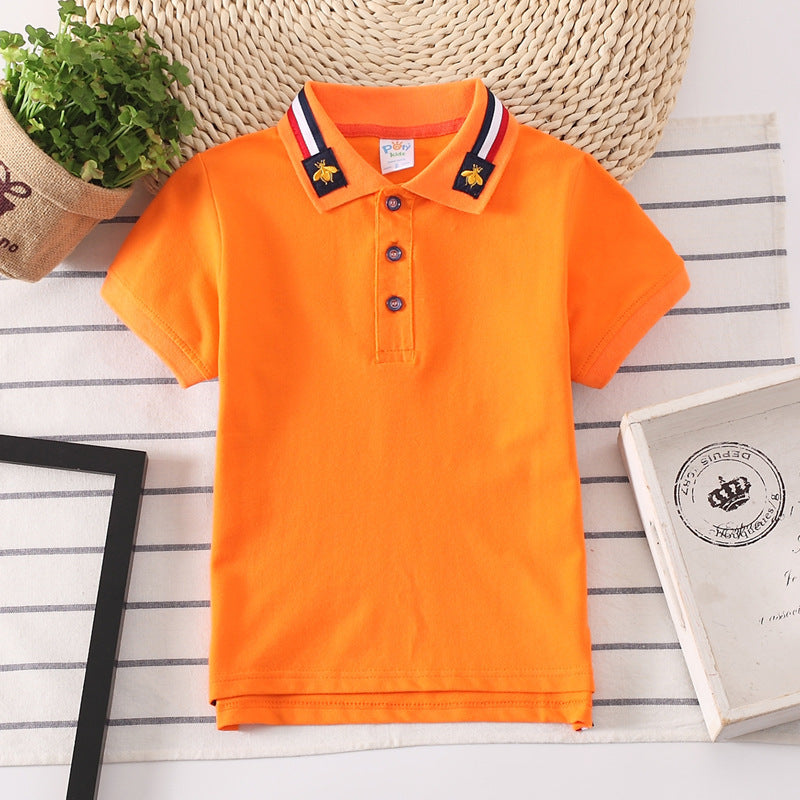 Europese Designer Ontwerp Modieuze Casual Effen Kleur Poloshirt met Geborduurde Kraag en Korte Mouwen voor Kids & Teenager