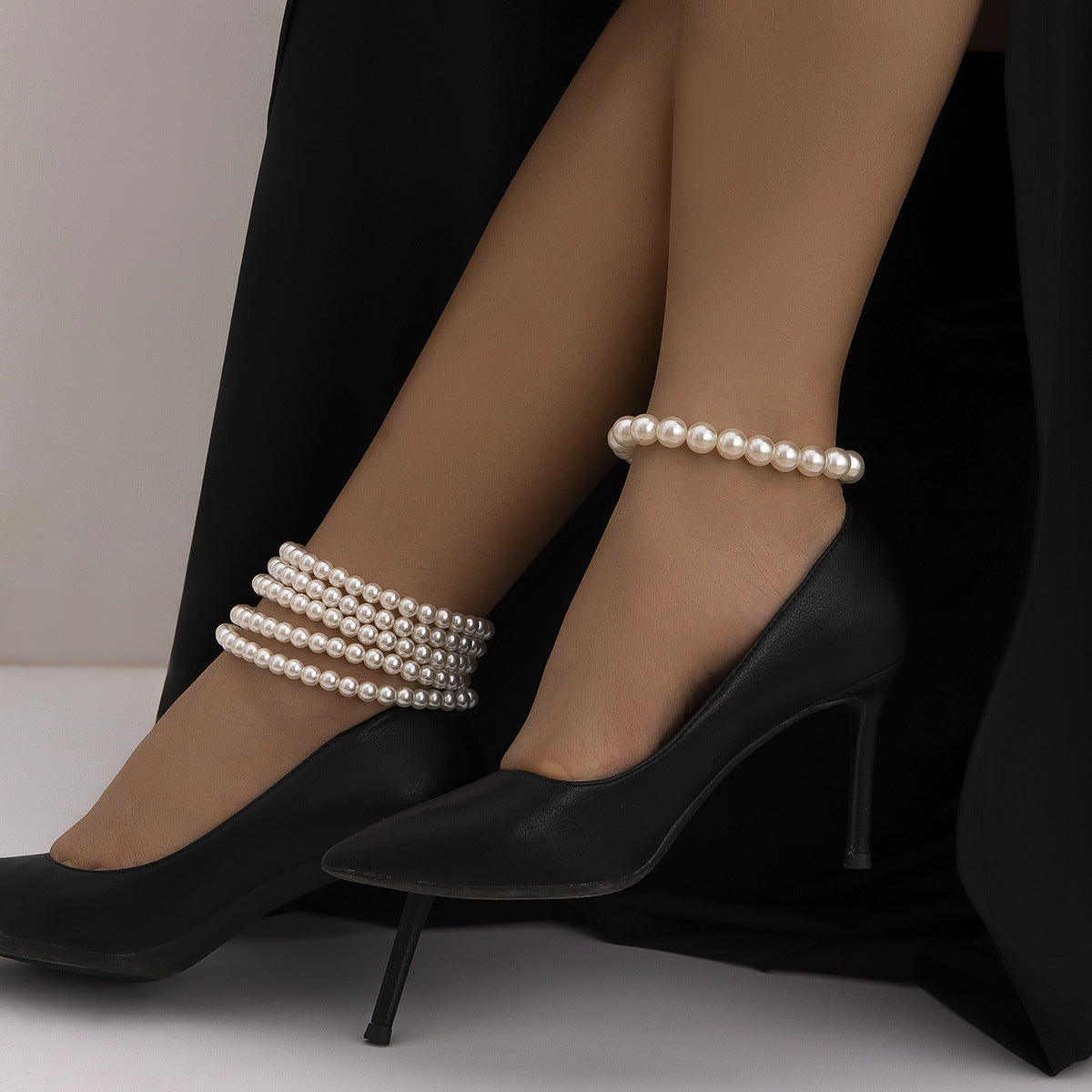 Luxe Elegante Lichtgewicht Dubbellaagse Sexy Enkelbanden Set met Imitatie Parels voor Dames