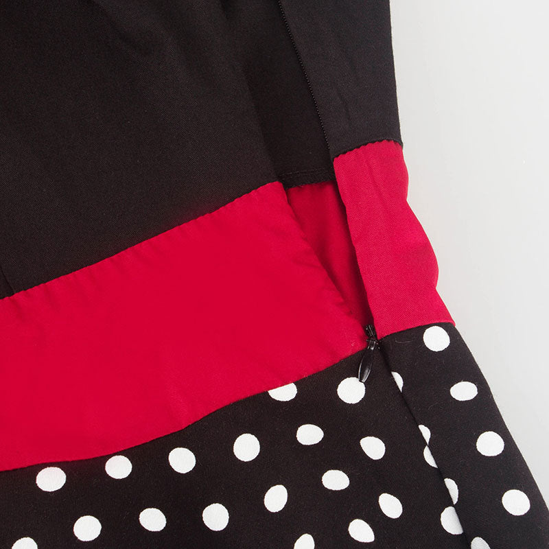 Hepburn Style Retro Taillejurk met Bedrukte Stippen en V-hals voor Dames & Plus-size