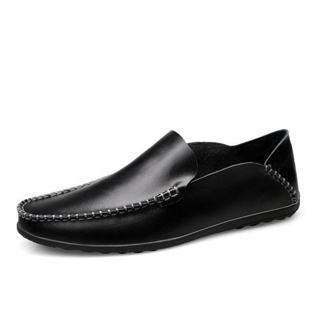 Elegante Unieke ltailaanse Casual Effen Kleur Designer Ronde Neus Loafer van Echt Splitleer met Antislip en Platte Rubberzool voor Heren