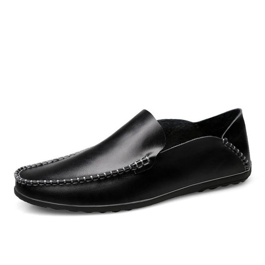Elegante Unieke ltailaanse Casual Effen Kleur Designer Ronde Neus Loafer van Echt Splitleer met Antislip en Platte Rubberzool voor Heren