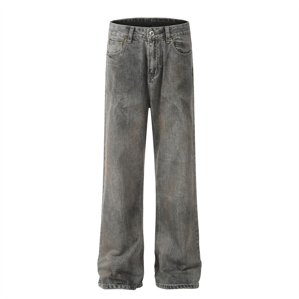 Distressed Retro Straight Jeans in Amerikaanse Stijl voor Heren & Jongens