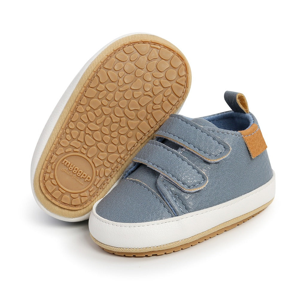 Eenvoudige Casual Effen Kleur Comfortabele Sneakers van PU-Leer met Klittenbandsluiting en Ronde Neus voor Kinderen