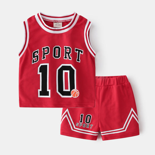 Tide Stijl Tweedelig Basketbaloutfit Tanktop & Shorts voor Kinderen