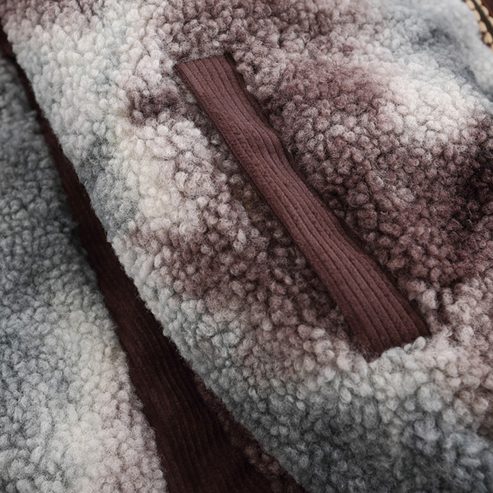 Casual Fashion Corduroy Fleece Jacket van Lamswol met Rits voor Heren