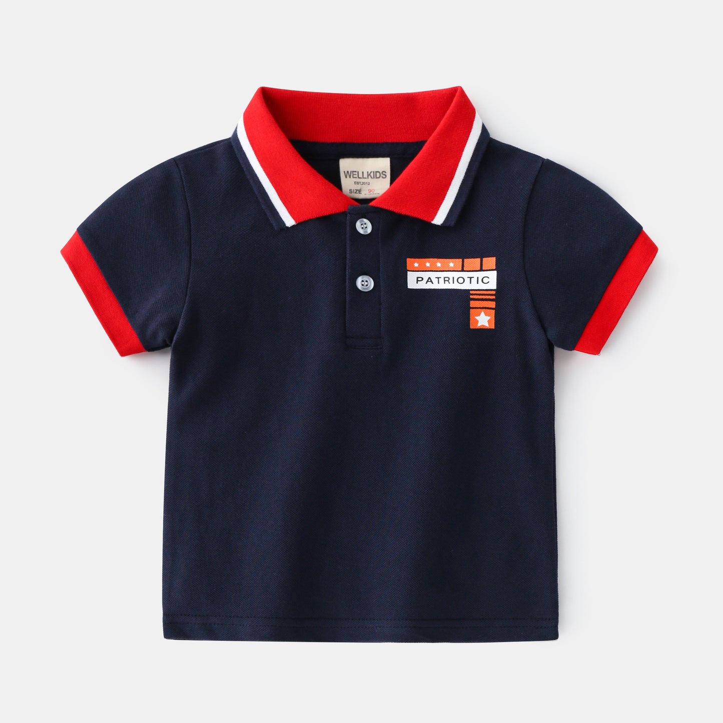 Streetwear Trendy Casual Revers Poloshirt met Bedrukte Letterprint en korte Mouwen Kinderen