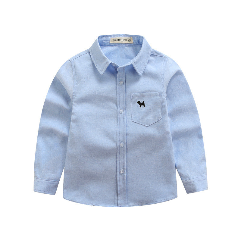 Trendy Modieuze Effen Kleur Revers Overhemd met Lange Mouwen en Knoopsluiting  voor Kindren