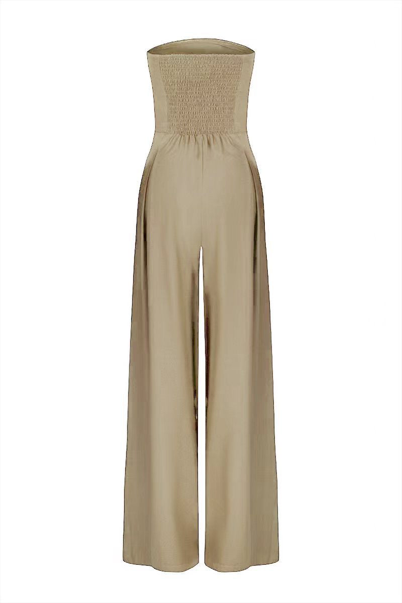 Elegante Casual Comfortabele Strapless Stretch Jumpsuit met Losvallend Wijde Pijpen voor Dames