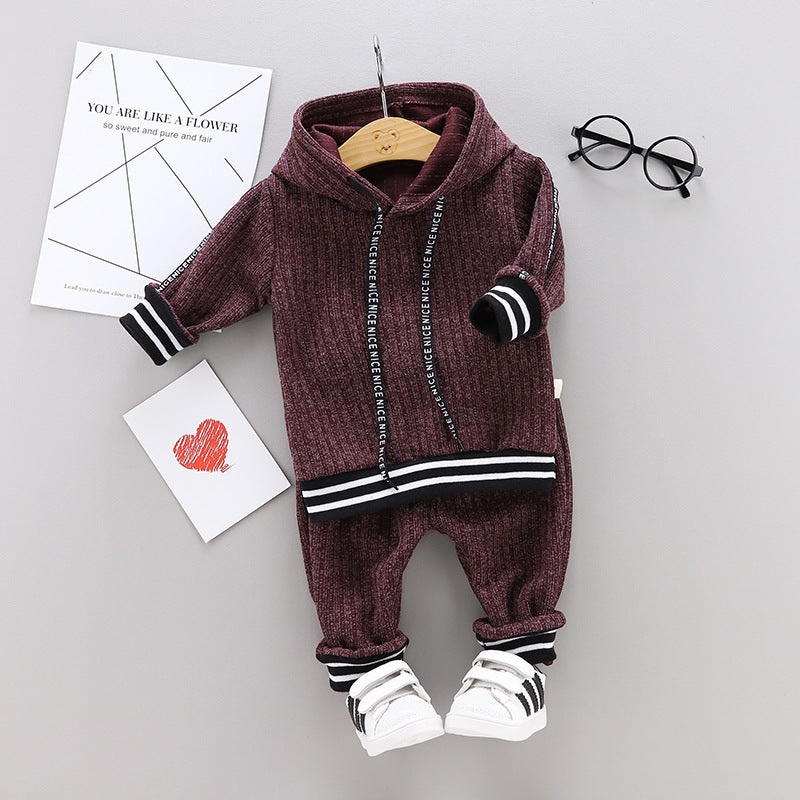 Tweedelige Outfit Gebreide Hoodie & Broek voor Baby's/ Peuters