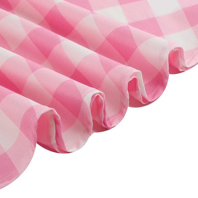 Hepburn Stylle Vintage Pink Barbie Swingjurk met Geometrisch Patroon in Britse Stijl voor Dames & Plus-size