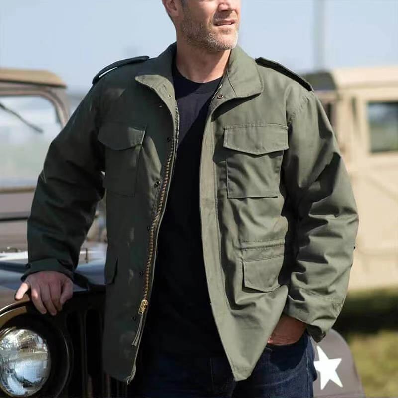 Herenmode Militair Uniform Gewatteerde Jas met Rits in Britse Stijl voor Heren