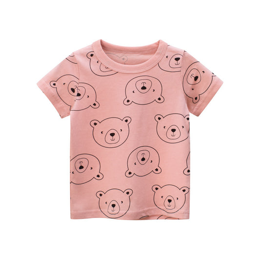 T-shirt met Berenprint en Korte Mouwen voor Meisjes