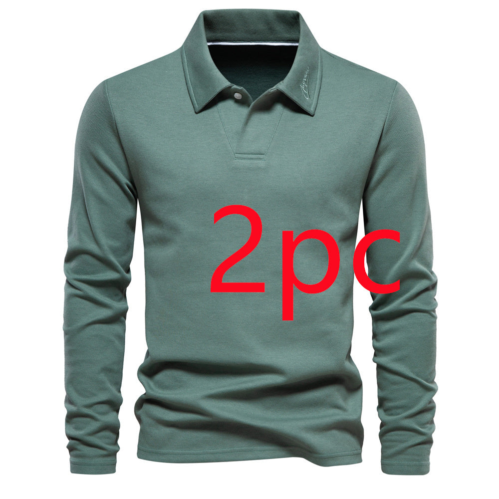 Fashion Uniek Designer Casual Revers Poloshirt in Effen Kleur met Lange Mouwen voor Heren