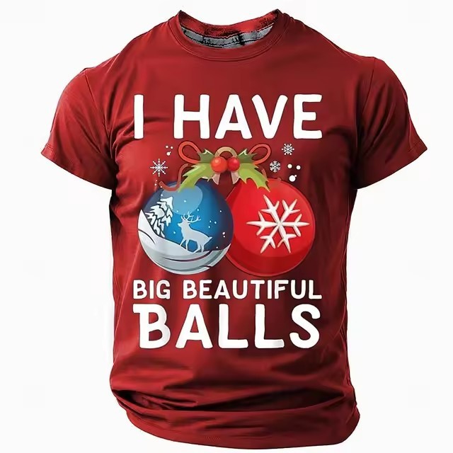 Kerstmis Casual Kerst Humor 3D-Bedrukte Ronde Hals T-shirt met Korte Mouwen voor Heren & Jongens