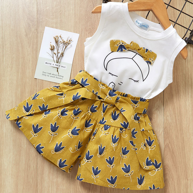 Tweedelig Set voor Meisjes T-shirt met Korte Mouwen & Shorts