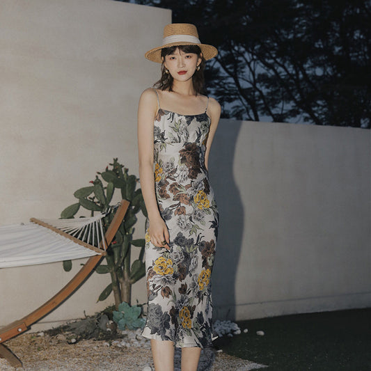 Hepburn Style Elegante Slanke Avondjurk met Bloemenprint voor Dames & Meiden