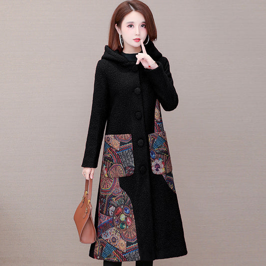 Desinger Geborduurde Mantel met Capuchon voor Dames & Plus-size