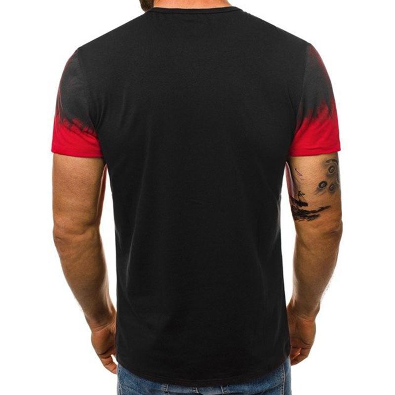 Amerikaanse Trendy Casual Colour-Blocking Tie-Dye T-shirt met Korte Mouwen en Ronde Hals voor Heren