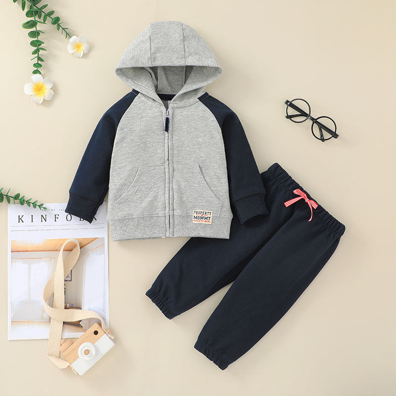 Casual 2-delige Set Sweatvest met Capuchon & Joggingbroek voor Baby's/ Peuters