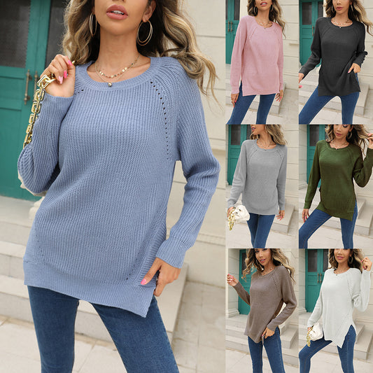 Europese en Amerikaanse Trendy Effen Kleur Uitgeholde Gebreide Trui voor Dames/ Plus-size & Meiden