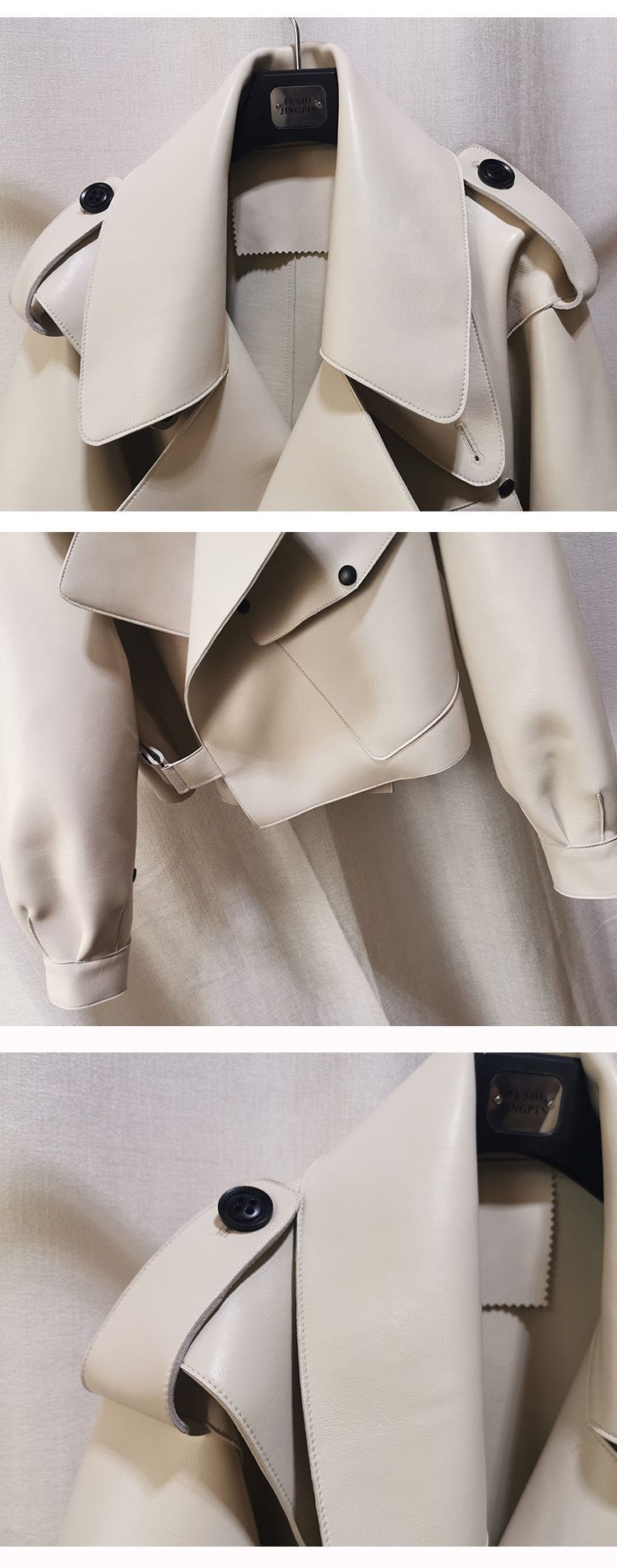 Retro Oversized Cropped Jacket van PU-Leer voor Dames