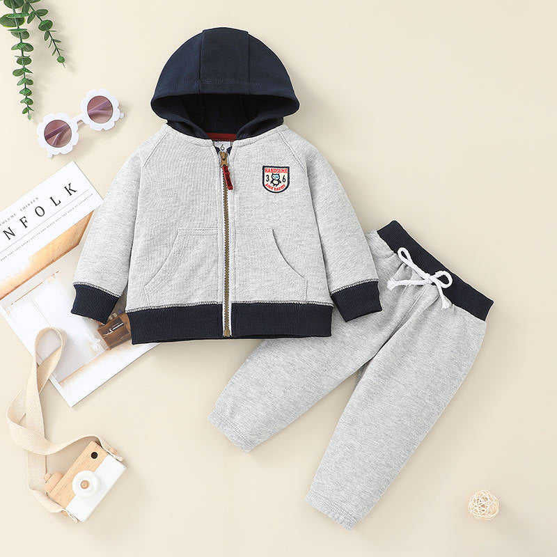 Casual 2-delige Set Sweatvest met Capuchon & Joggingbroek voor Baby's/ Peuters