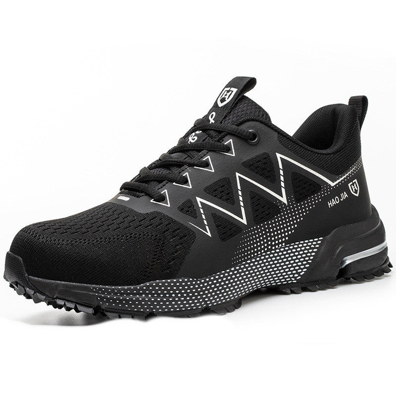 Europese Mannelijke Code Flying Geweven Stalen Neus Veiligheidsschoenen met Aanvalsschi voor Herenld en Anti-steek