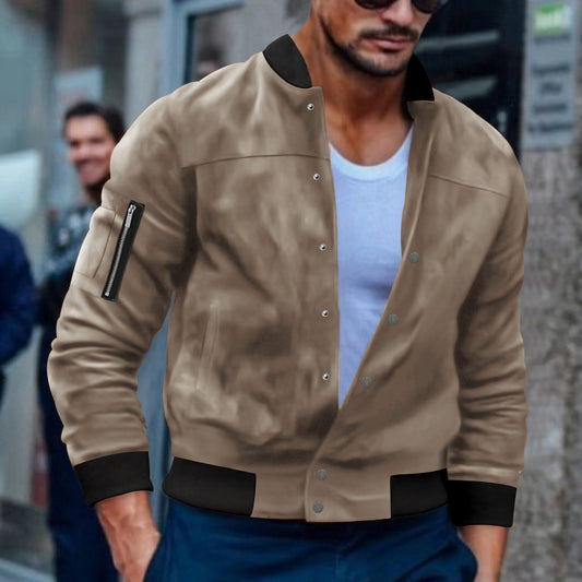 Casual Single-breasted Suède Jacket voor Heren