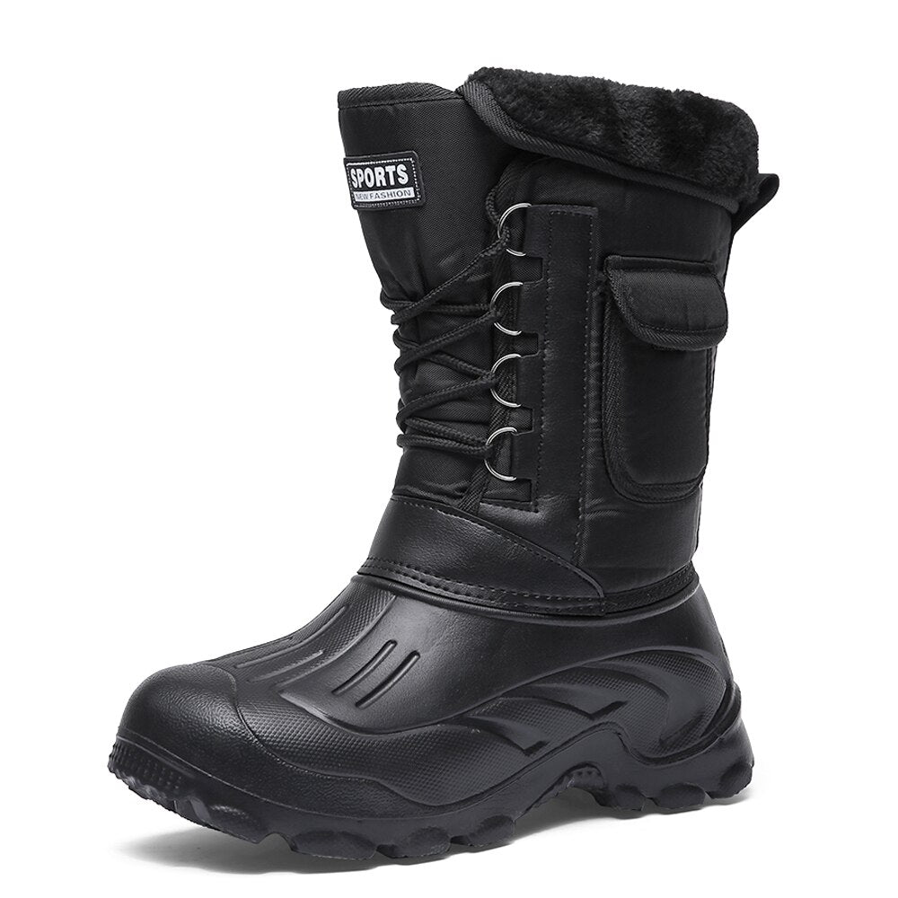 Trendy Outdoor Warme Waterdichte Winterlaarzen van PU-Leer met Ronde Neus en Rubberzool voor Heren