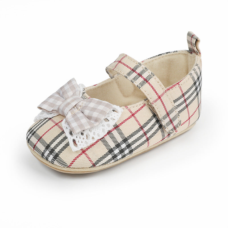 Trendy Klassieke Effen Kleur Geruite Mary Jane Schoenen met Ronde Hals en Decoratieve Strik voor Meisjes