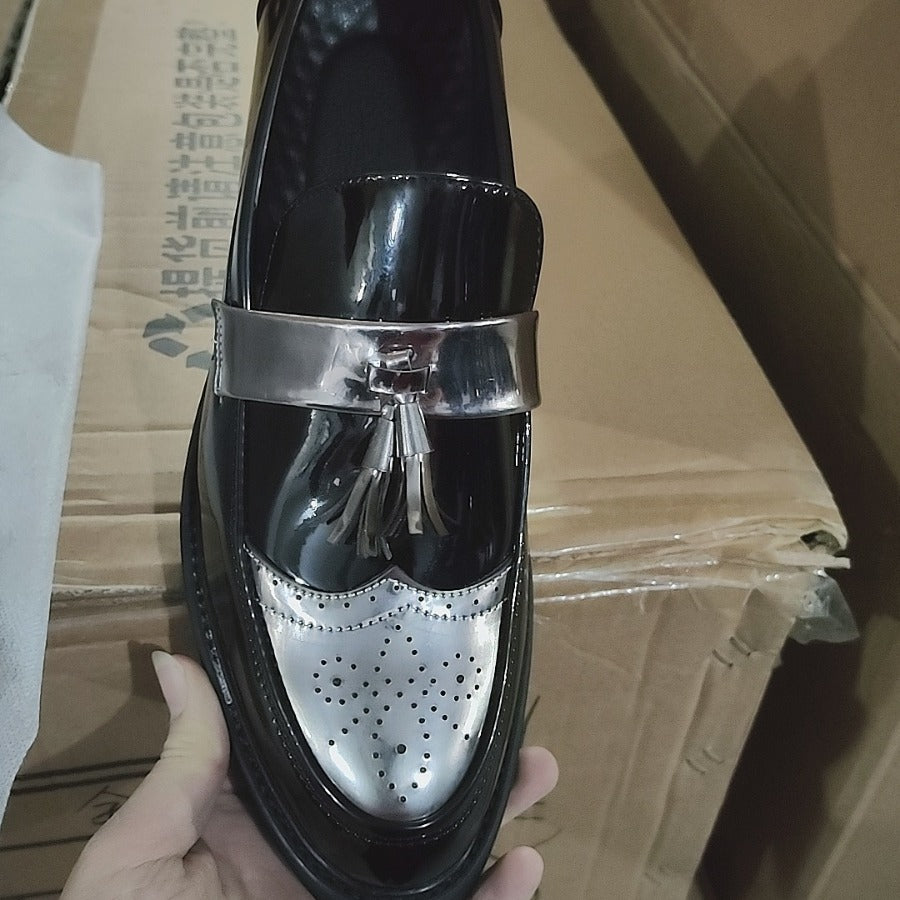 Britse Stijl Klassieke Effen Kleur Casual/Business Instap Lakschoenen van Echt Leer met Voetbeschermers en