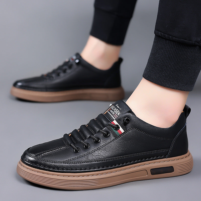 Trendy Veelzijdige Effen Kleur Casual Instap Boardschoenen van Veganistische Leer met Ronde Neus en Zachte Ademende Zool.