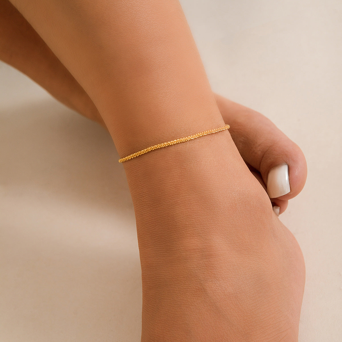 Stijlvolle Elegante Universele Glinsterende Dunne Metalen Enkelbandje voor Dames