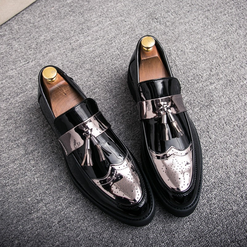 Britse Stijl Klassieke Effen Kleur Casual/Business Instap Lakschoenen van Echt Leer met Voetbeschermers en