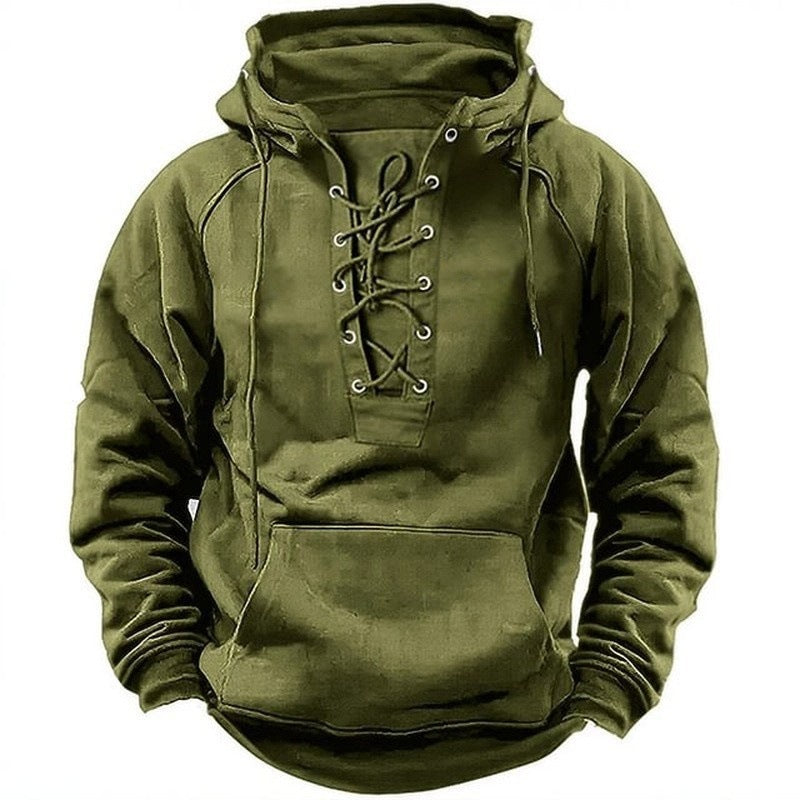 Men's Outdoor Retro Lace-up Hoodie