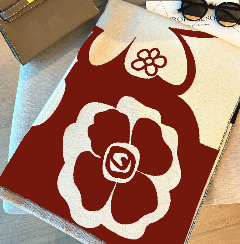 Kamer met airconditioning Lente en zomer Hoogwaardige veelzijdige zwart-witte sjaal warme jurk